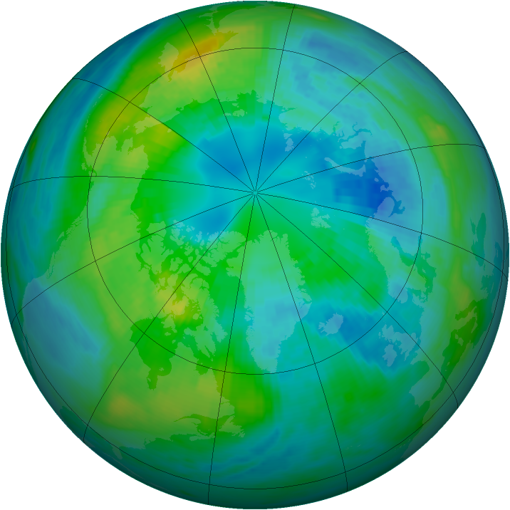 Arctic ozone map for 10 October 1989